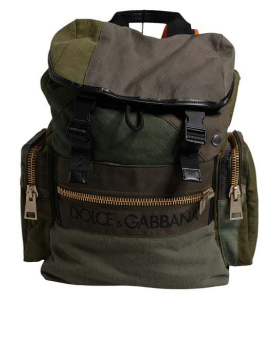 Dolce & Gabbana Militärgrüner Patchwork-Reiserucksack – Luxuriöse Designer-Tasche