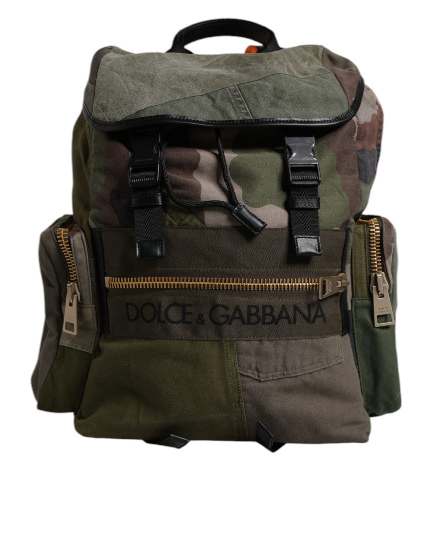 Dolce & Gabbana Militärgrüner Patchwork Schulrucksack – Eleganz trifft Funktionalität