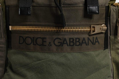 Dolce & Gabbana Militärgrüner Patchwork Schulrucksack – Eleganz trifft Funktionalität