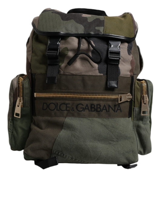 Dolce & Gabbana Militärgrüner Patchwork-Reiserucksack – Exquisites Luxustasche für Stilbewusste