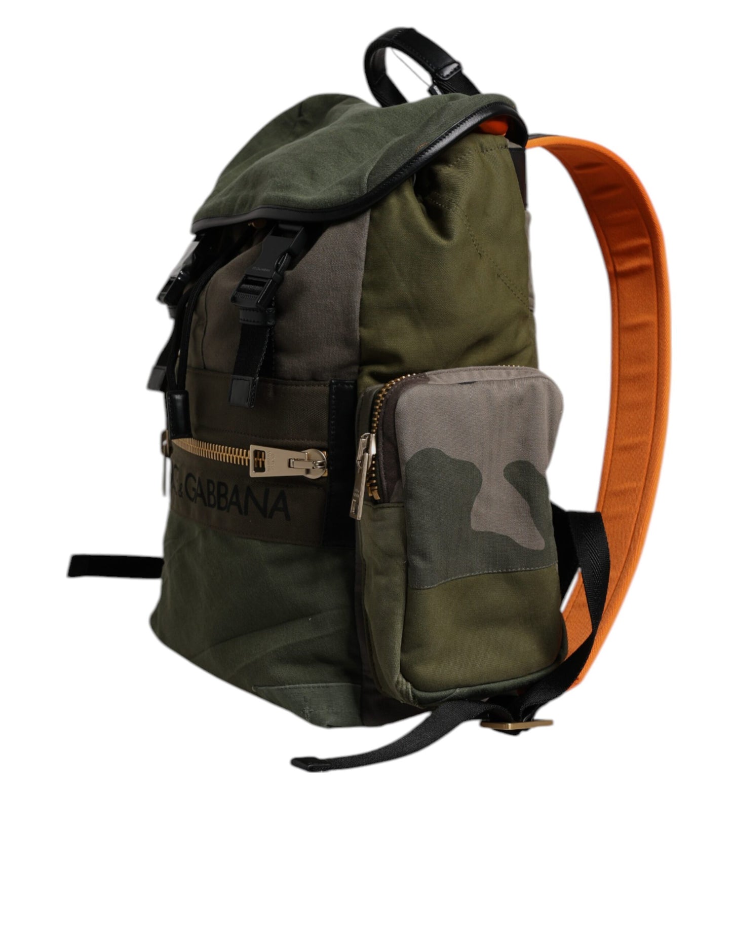Dolce & Gabbana Militärgrüner Patchwork Schulrucksack – Eleganz mit Stil