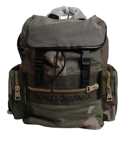 Dolce & Gabbana Militärgrüner Patchwork Schulrucksack – Eleganz mit Stil