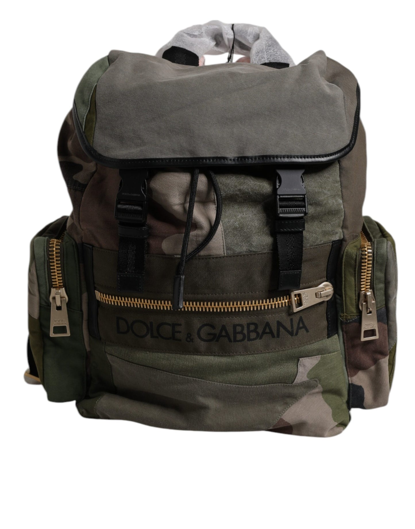 Dolce & Gabbana Militärgrüner Patchwork Schulrucksack – Eleganz mit Stil