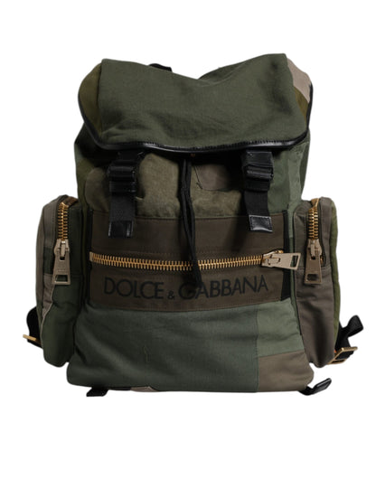Dolce & Gabbana Militärgrüner Patchwork Rucksack - Exklusives Design