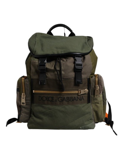 Dolce & Gabbana Militärgrünes Patchwork-Reiserucksacktasche – Exklusivität und Stil