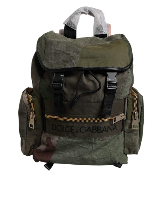 Dolce & Gabbana Militärgrüner Patchwork-Reiserucksack – Exklusives Design