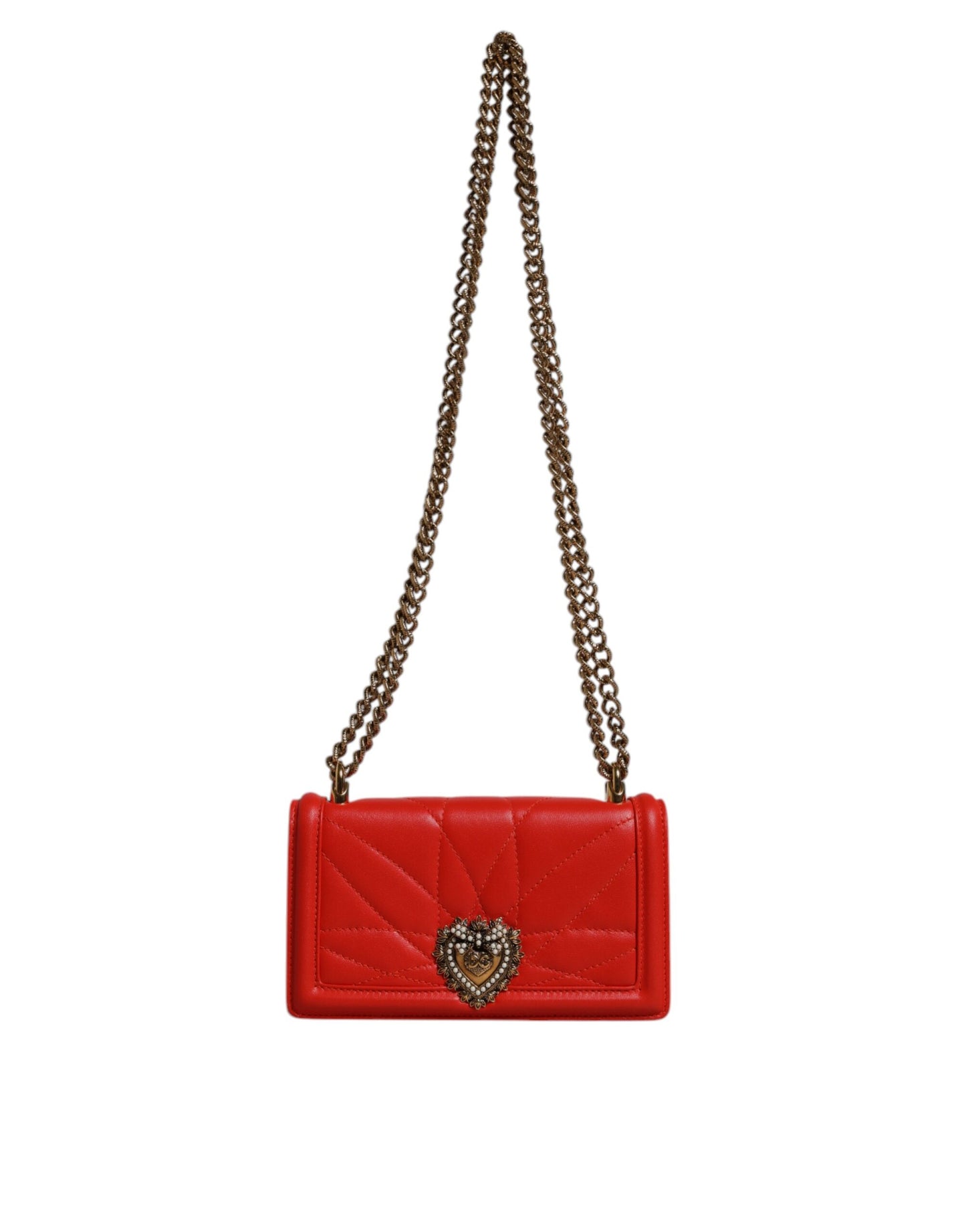 Dolce & Gabbana Rote gesteppte Devotion Crossbody Tasche aus Lammleder