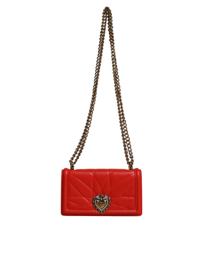 Dolce & Gabbana Rote gesteppte Devotion Crossbody Tasche aus Lammleder