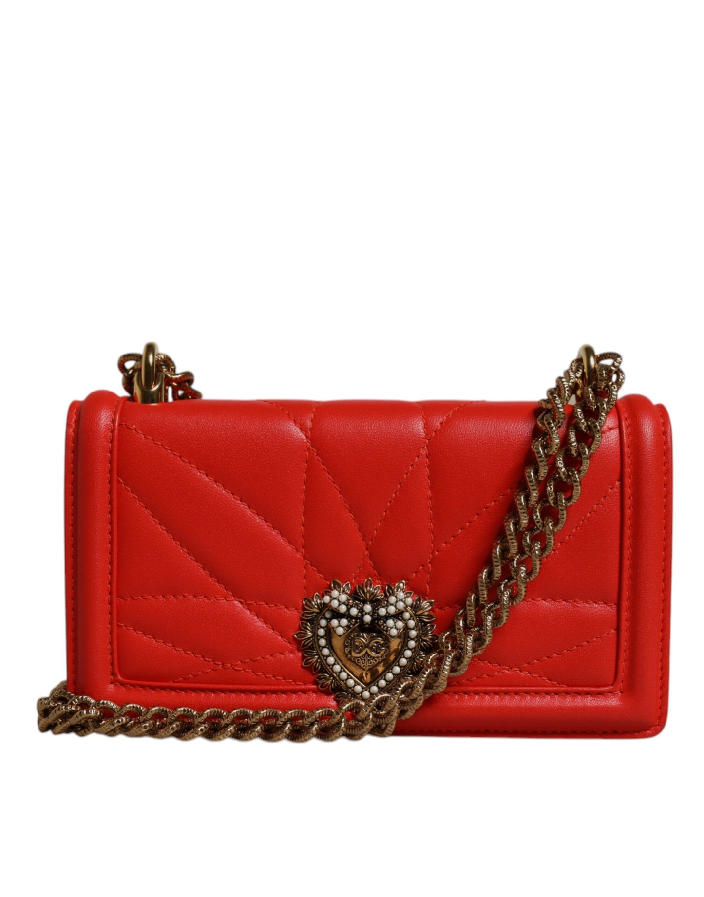 Dolce & Gabbana Rote gesteppte Devotion Crossbody Tasche aus Lammleder