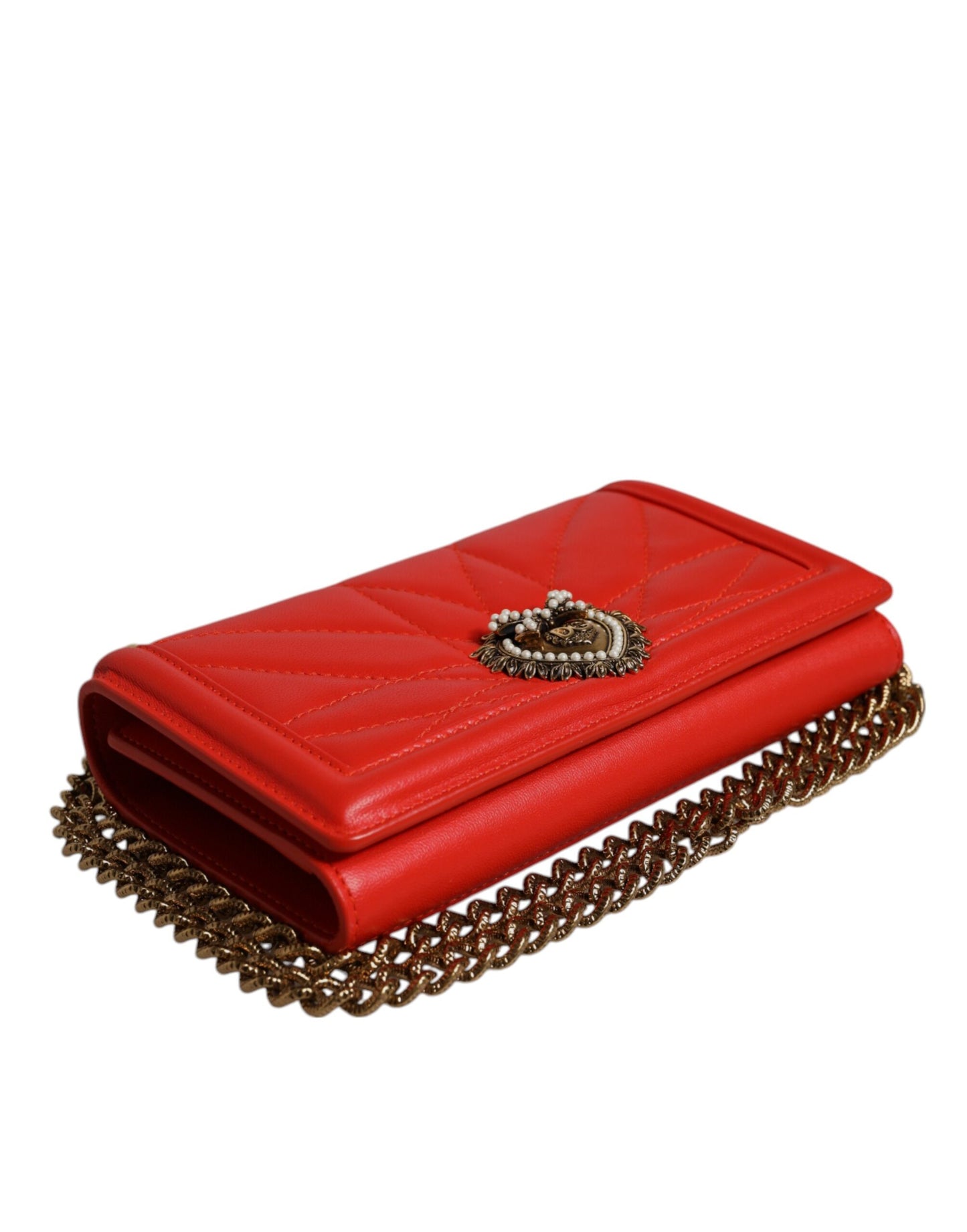 Dolce & Gabbana Rote gesteppte Devotion Crossbody Tasche aus Lammleder