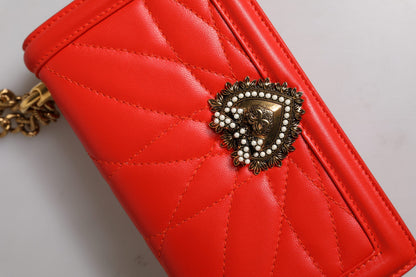 Dolce & Gabbana Rote gesteppte Devotion Crossbody Tasche aus Lammleder