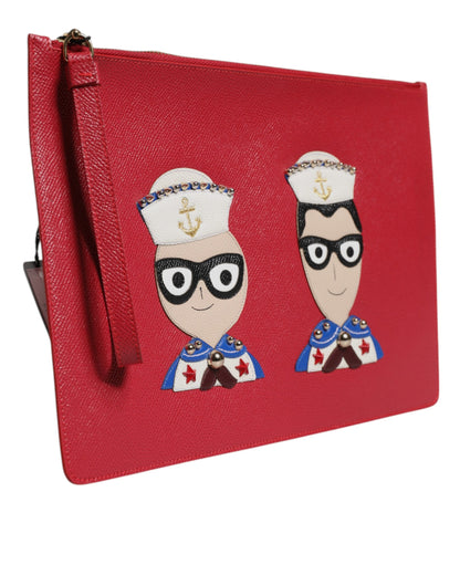 Dolce & Gabbana Rote #DGFamily Clutch Tasche aus Leder - Eleganz pur