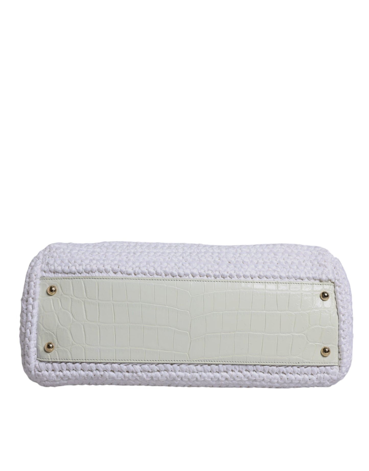 Dolce & Gabbana Weiße Rafia Leder Umhängetasche mit Oberem Griff - Eleganz neu definiert