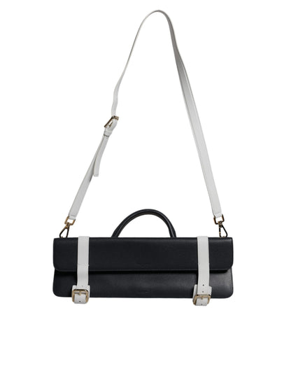 Dolce & Gabbana Blau-Weißes Kalbsleder Crossbody Umhängetasche für Damen
