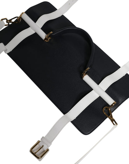 Dolce & Gabbana Blau-Weißes Kalbsleder Crossbody Umhängetasche für Damen