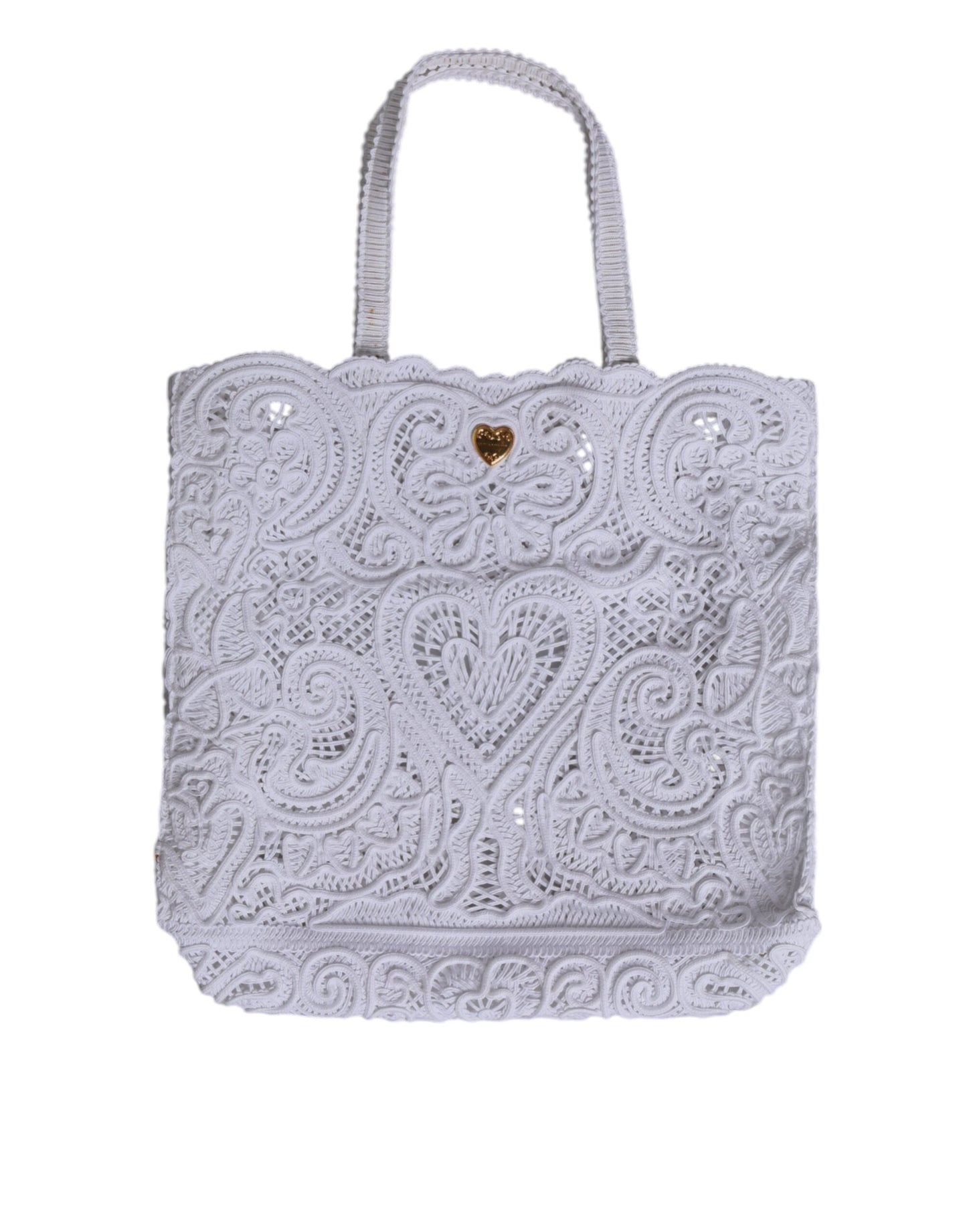 Dolce & Gabbana Beatrice Tote Einkaufstasche aus Cordonetto Spitze in Weiß