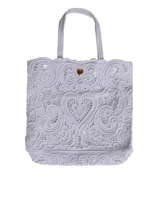 Dolce & Gabbana Beatrice Tote Einkaufstasche aus Cordonetto Spitze in Weiß