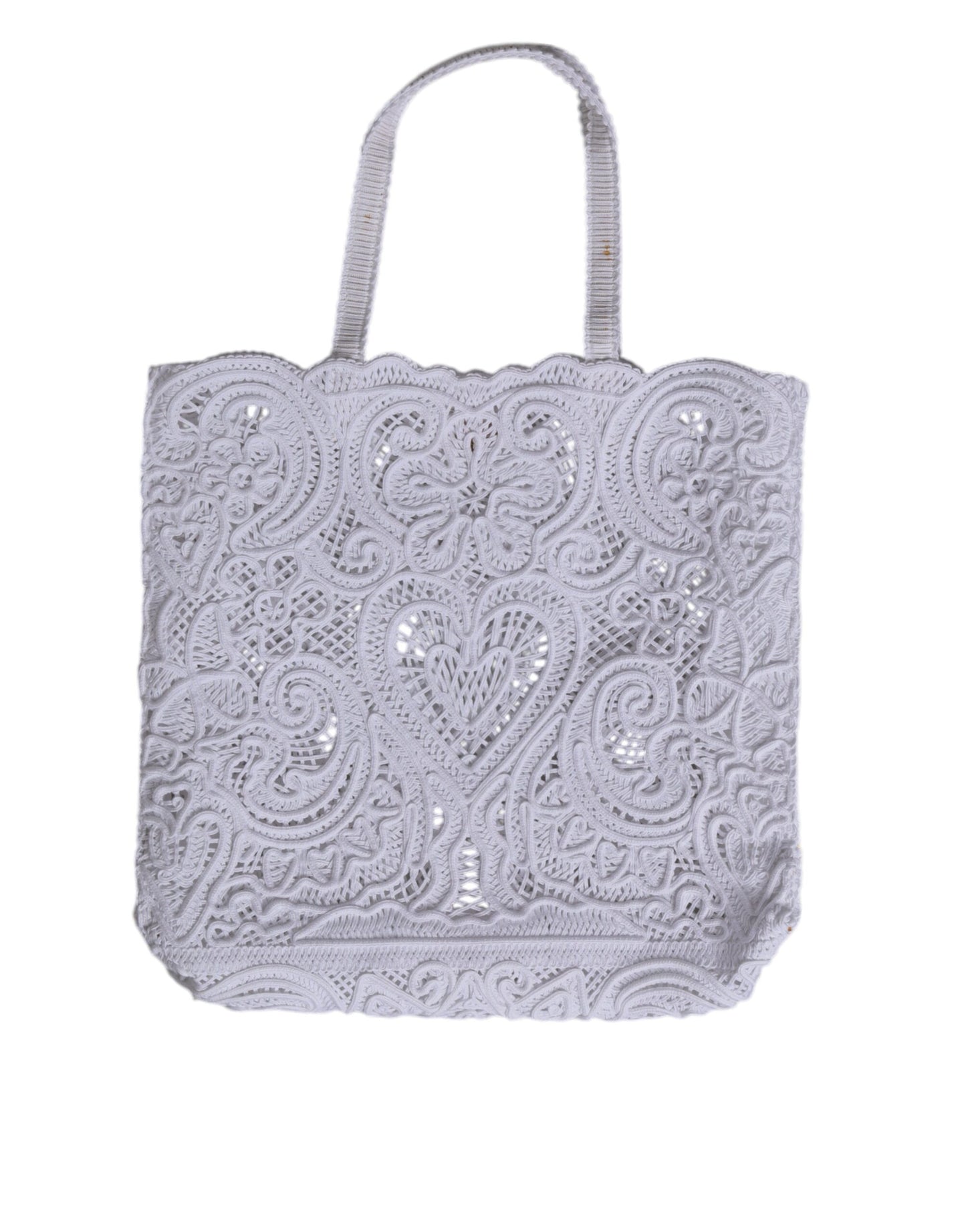 Dolce & Gabbana Beatrice Tote Einkaufstasche aus Cordonetto Spitze in Weiß