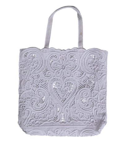 Dolce & Gabbana Beatrice Tote Einkaufstasche aus Cordonetto Spitze in Weiß