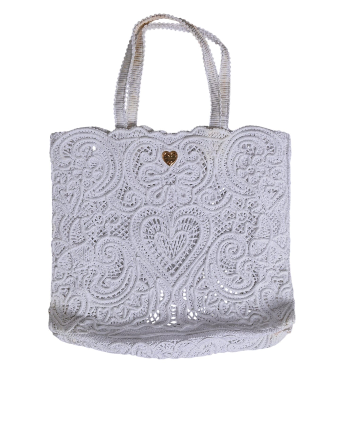 Dolce & Gabbana Weiß Cordonetto Spitze Beatrice Tote Einkaufstasche - Exklusives Designer-Accessoire