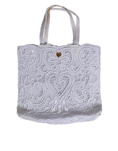 Dolce & Gabbana Weiß Cordonetto Spitze Beatrice Tote Einkaufstasche - Exklusives Designer-Accessoire