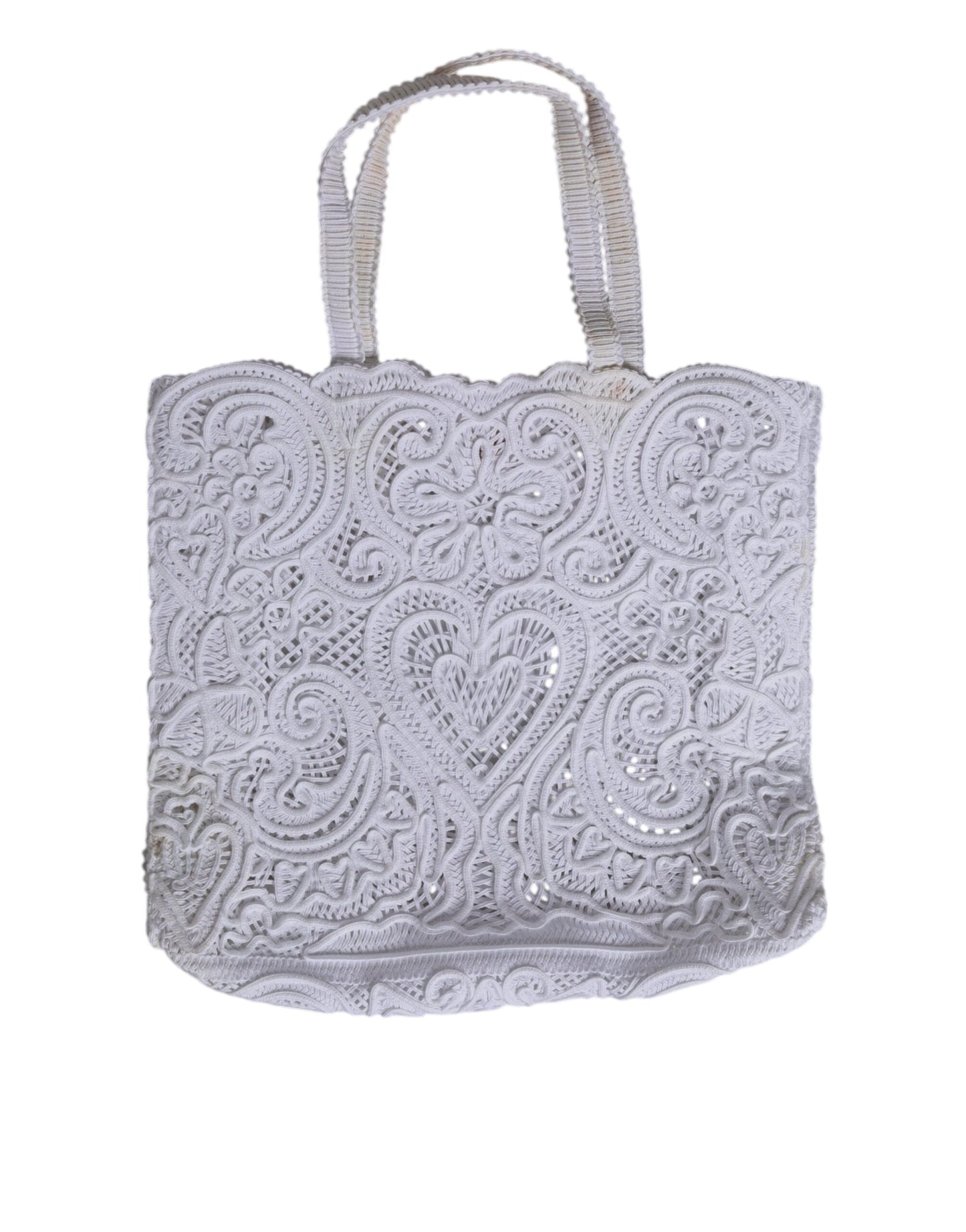 Dolce & Gabbana Weiß Cordonetto Spitze Beatrice Tote Einkaufstasche - Exklusives Designer-Accessoire
