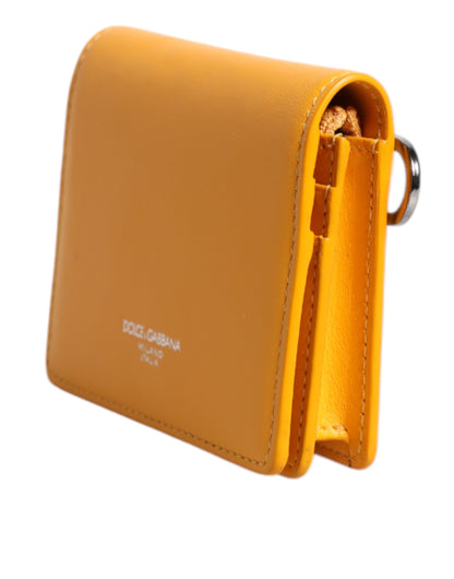 Dolce & Gabbana Gelbe Leder Bifold Crossbody Tasche – Exklusives Designerstück