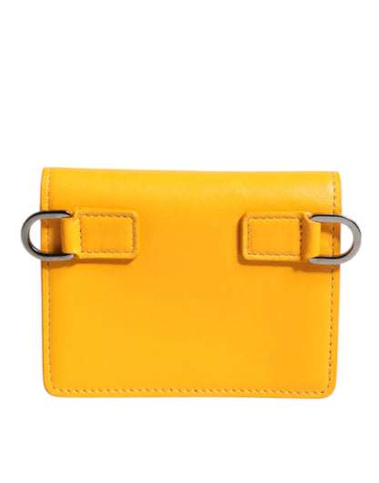 Dolce & Gabbana Gelbe Leder Bifold Crossbody Tasche – Exklusives Designerstück