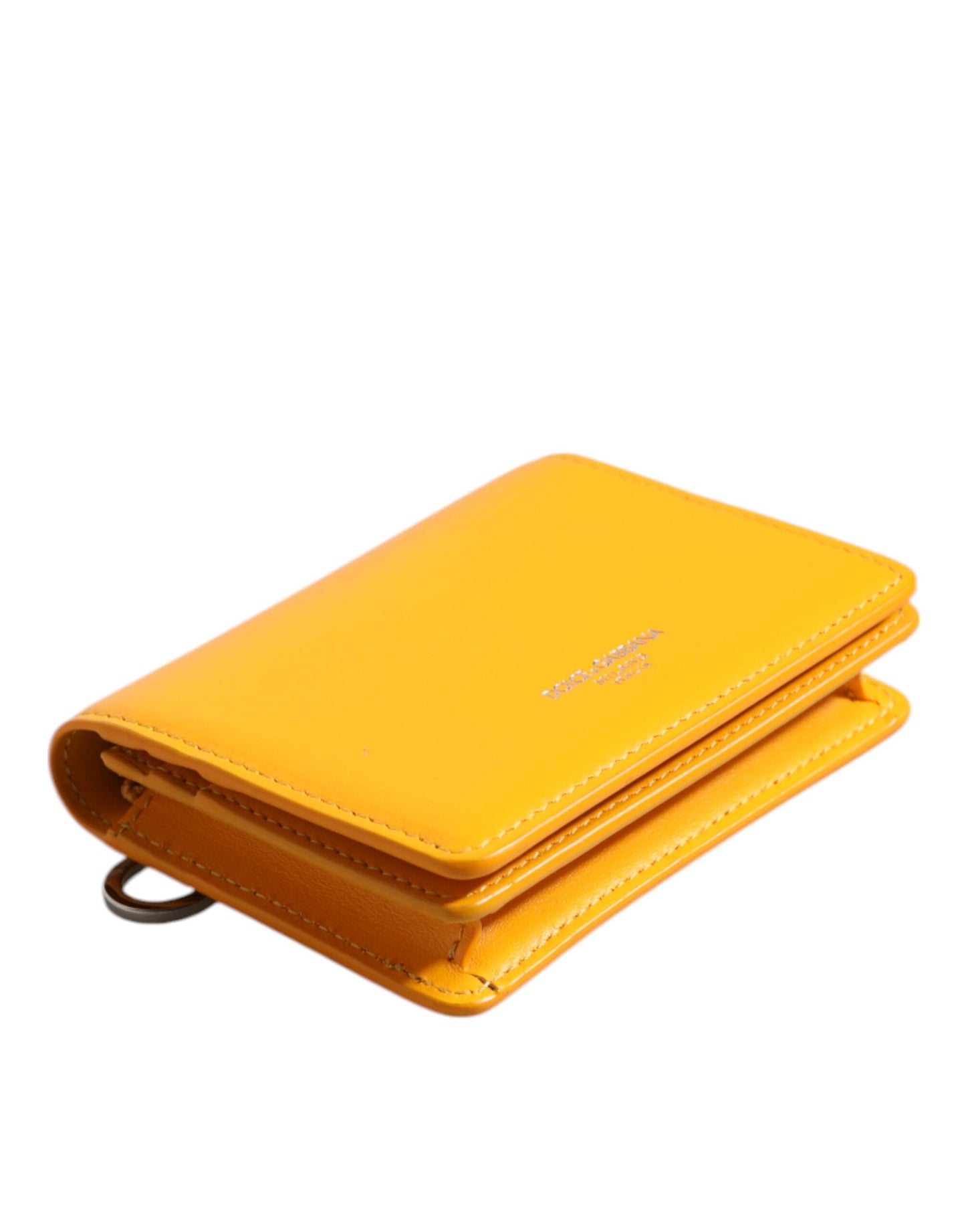 Dolce & Gabbana Gelbe Leder Bifold Crossbody Tasche – Exklusives Designerstück