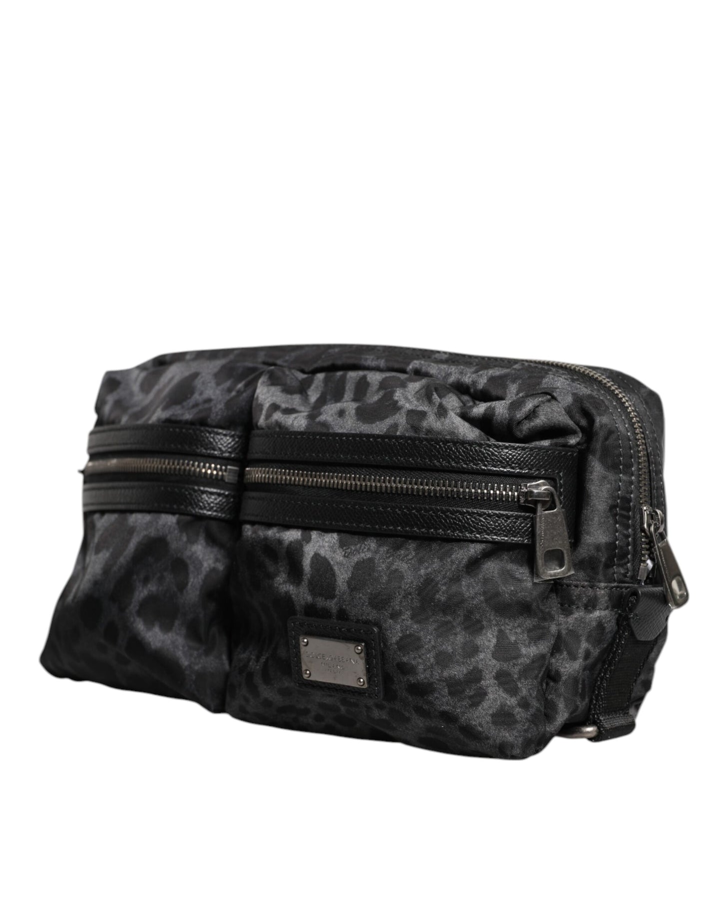 Dolce & Gabbana Schwarzer Grauer Leopard DG Logo Gürtel Gürteltasche für Damen
