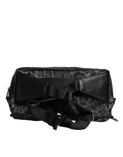 Dolce & Gabbana Schwarzer Grauer Leopard DG Logo Gürtel Gürteltasche für Damen