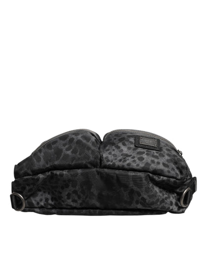 Dolce & Gabbana Schwarzer Grauer Leopard DG Logo Gürtel Gürteltasche für Damen