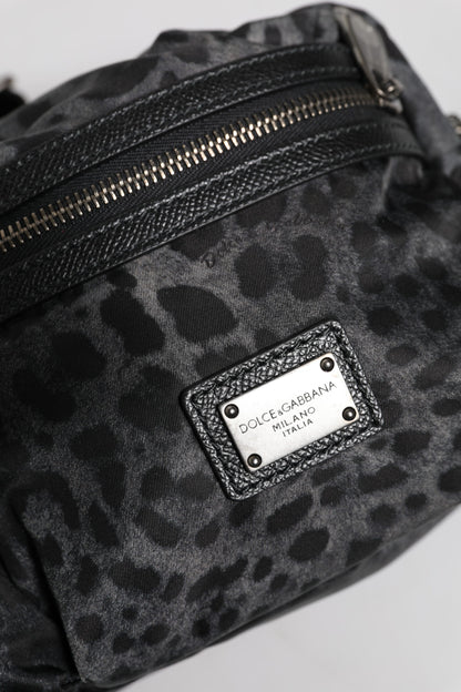 Dolce & Gabbana Schwarzer Grauer Leopard DG Logo Gürtel Gürteltasche für Damen