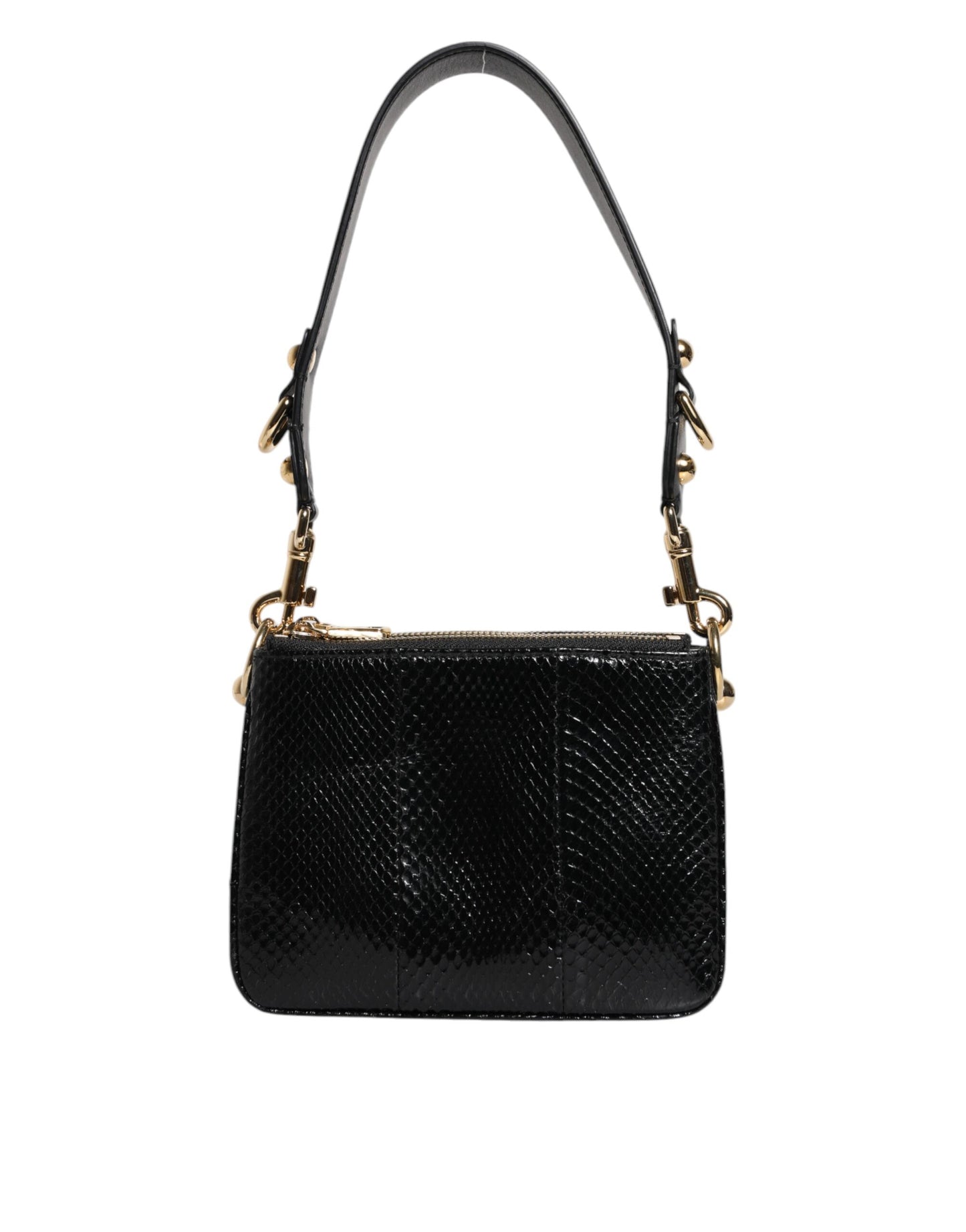 Dolce & Gabbana Schwarze Exotenleder-Clutch mit Schulterriemen