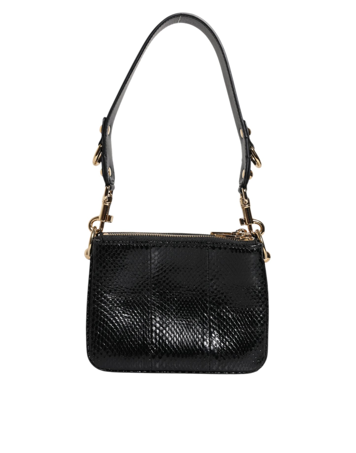 Dolce & Gabbana Schwarze Exotenleder-Clutch mit Schulterriemen
