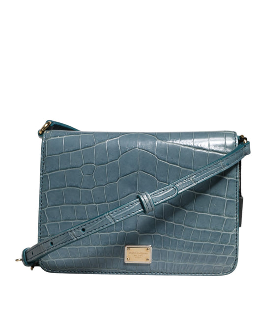 Dolce & Gabbana Grüne Exotenleder DG Plaque Crossbody Mini-Tasche für Damen