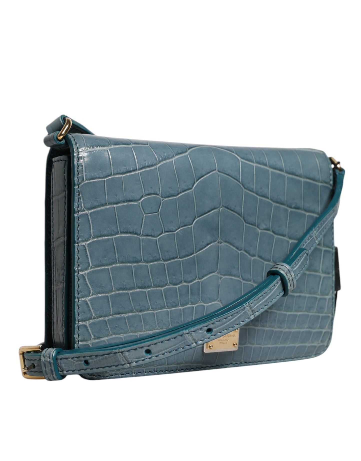 Dolce & Gabbana Grüne Exotenleder DG Plaque Crossbody Mini-Tasche für Damen