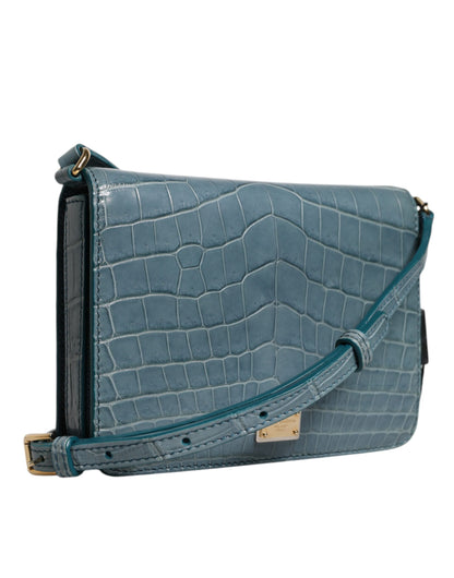 Dolce & Gabbana Grüne Exotenleder DG Plaque Crossbody Mini-Tasche für Damen