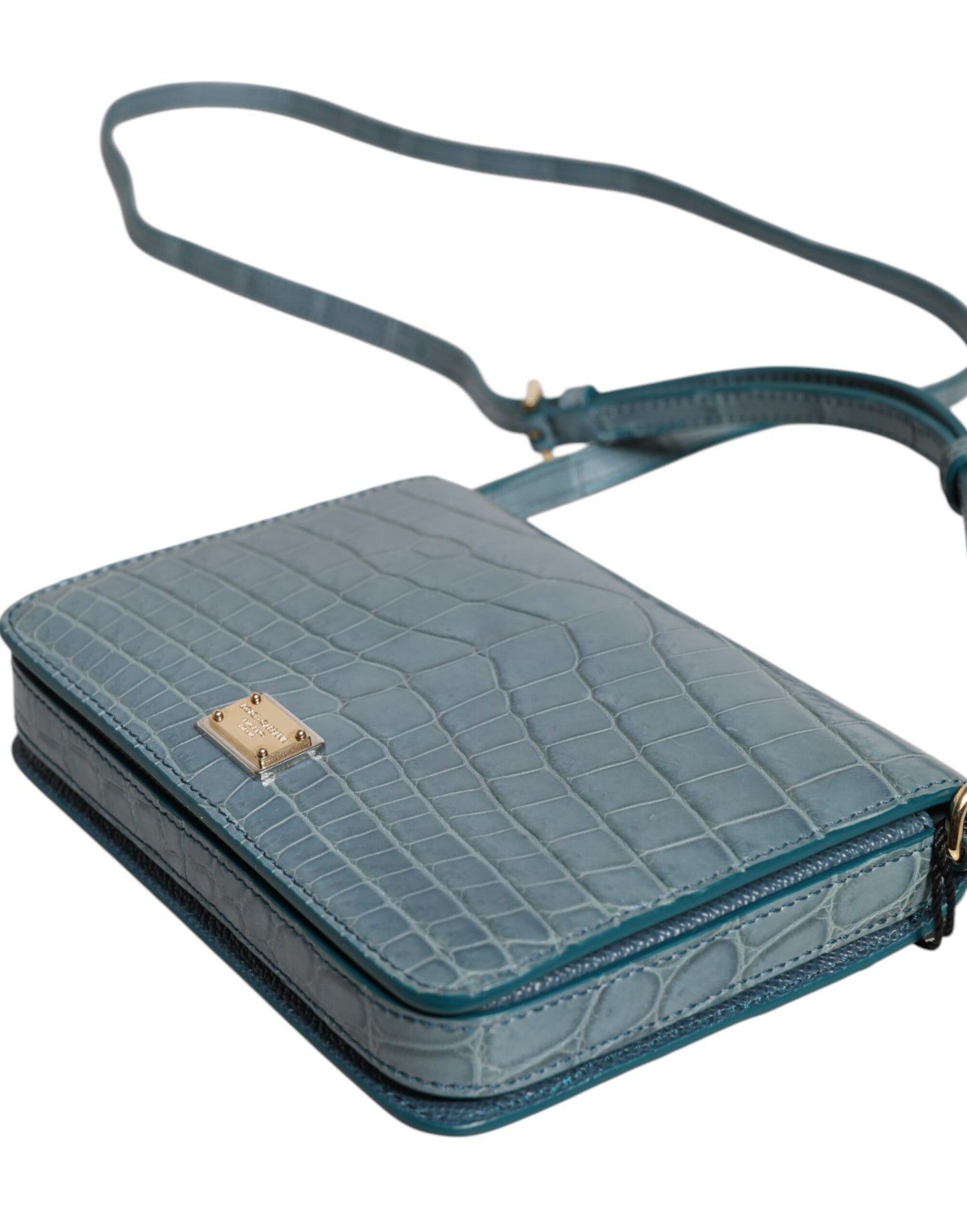 Dolce & Gabbana Grüne Exotenleder DG Plaque Crossbody Mini-Tasche für Damen