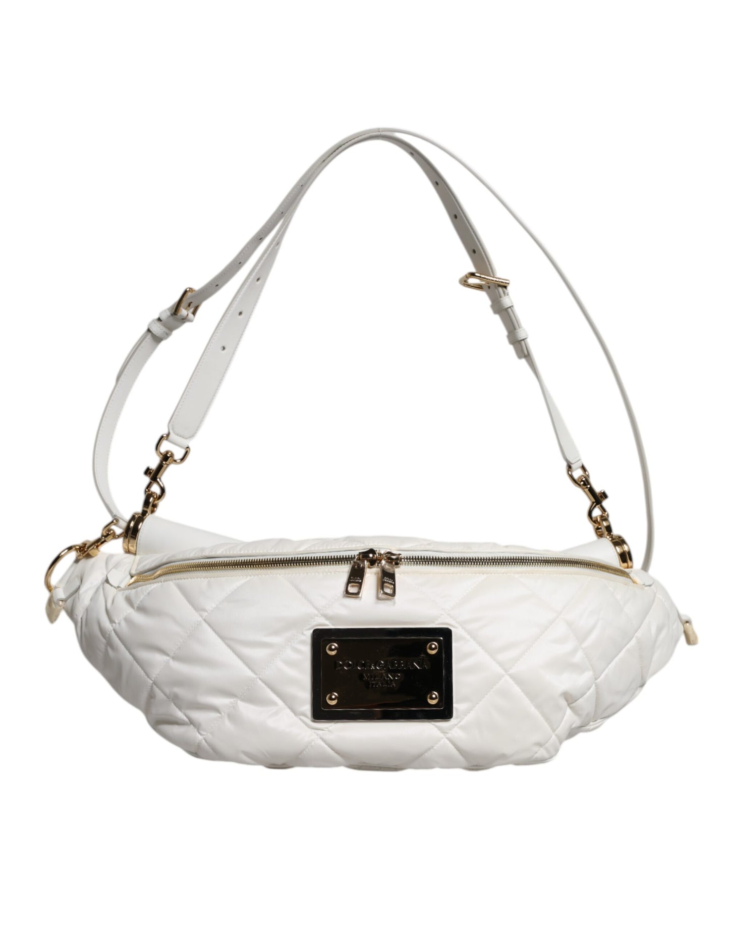 Dolce & Gabbana Weiße Gürteltasche mit Logoplakette