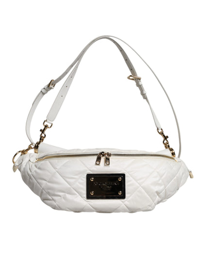 Dolce & Gabbana Weiße Gürteltasche mit Logoplakette