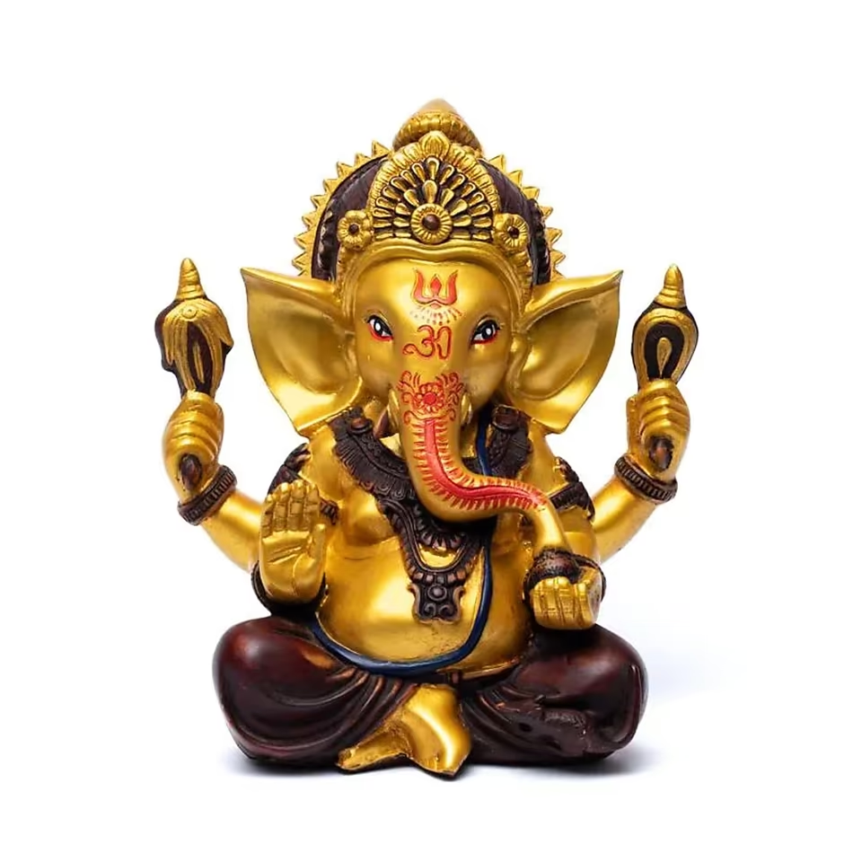 Goldfarbene Ganesha Statue – 23cm – Hindu Gott des Glücks