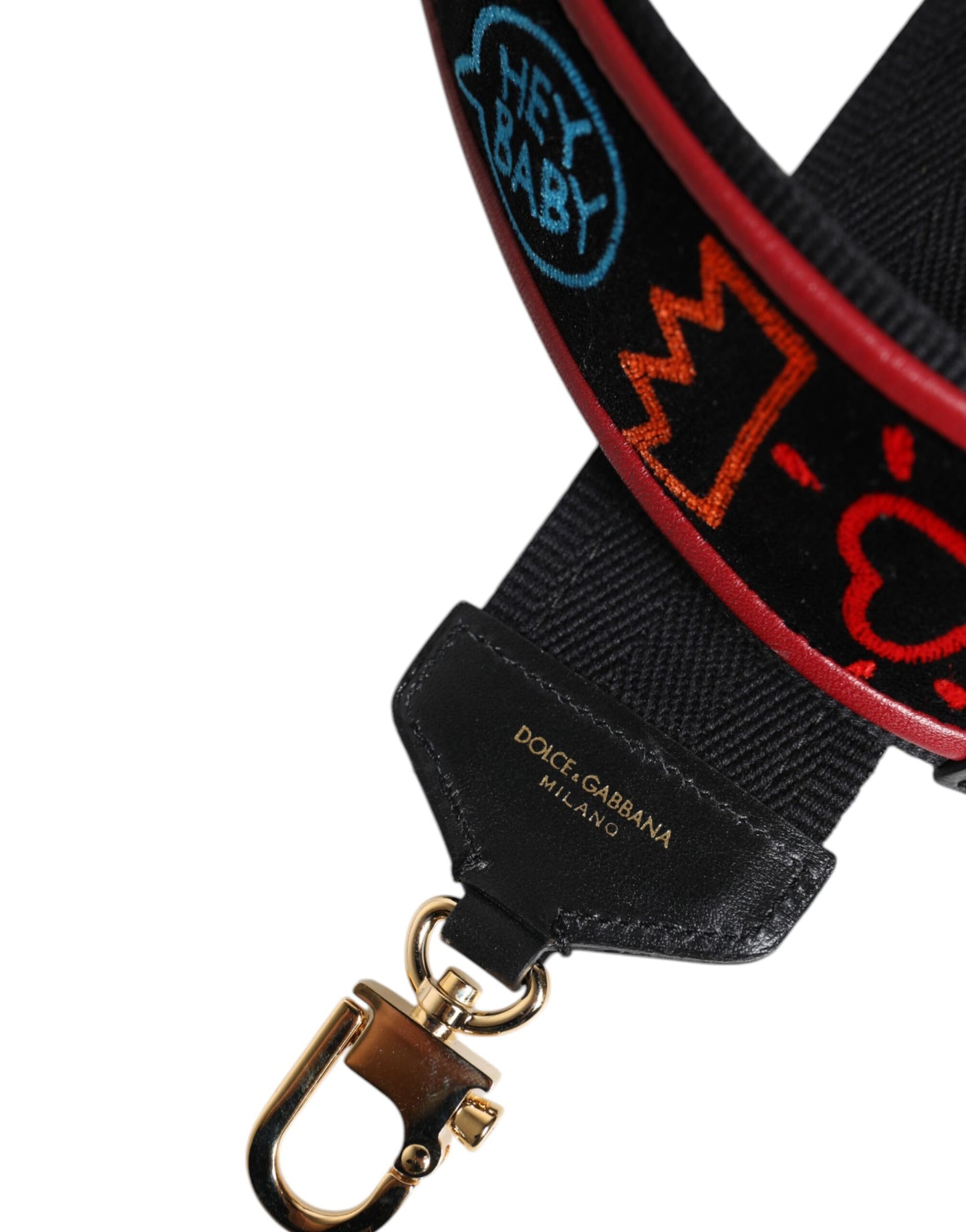 Dolce & Gabbana Schwarze bedruckte Baumwolltasche mit Schulterriemen für Damen