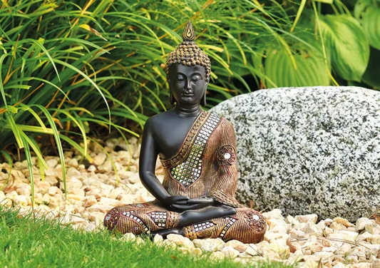 Dekofigur Buddha – Schwarz/Gold – 27 cm – Edle Eleganz für dein Zuhause