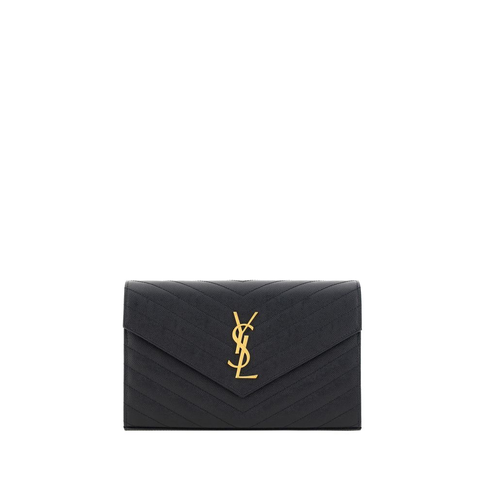 Saint Laurent Schwarze Kalbshaut Bos Taurus Schultertasche – Elegante Designer Umhängetasche für Damen