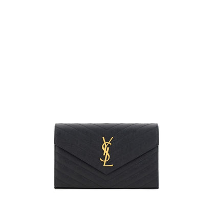 Saint Laurent Schwarze Kalbshaut Bos Taurus Schultertasche – Elegante Designer Umhängetasche für Damen