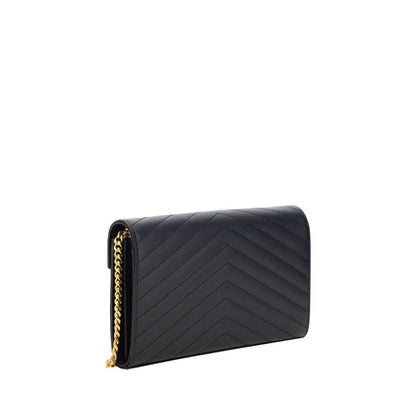 Saint Laurent Schwarze Kalbshaut Bos Taurus Schultertasche – Elegante Designer Umhängetasche für Damen
