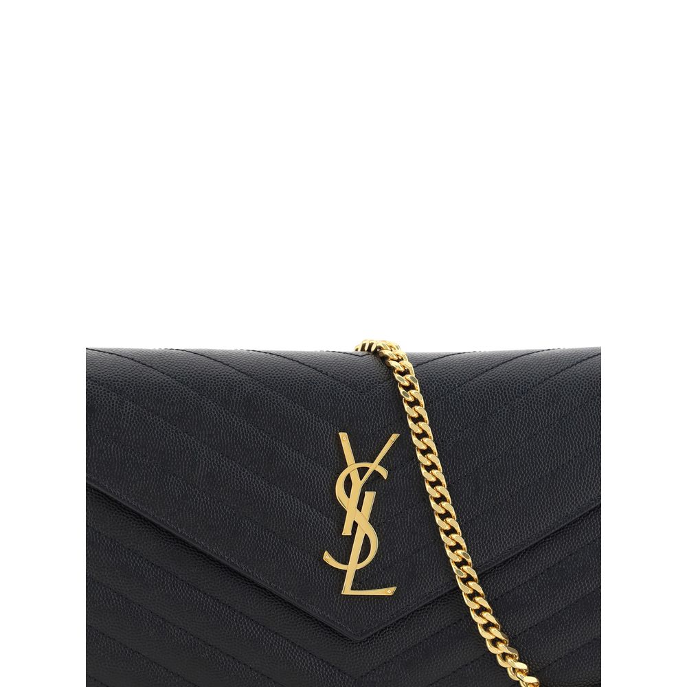 Saint Laurent Schwarze Kalbshaut Bos Taurus Schultertasche – Elegante Designer Umhängetasche für Damen