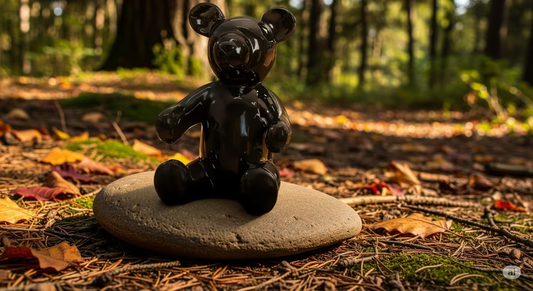 XXL Bär Figur Schwarz 45 cm Kunstharz Deko Statue Modern