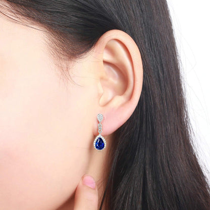 ANAZOZ Genuine Jewellery 18 Carat 750 Gold Women's Earrings Sapphire Water Drop Earrings Jewellery